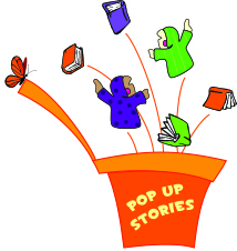 puppets and books popping out of a box